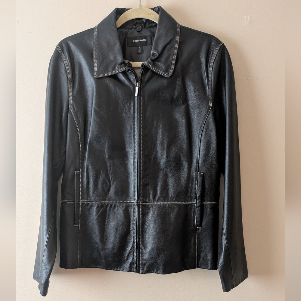 Colebrook Women's Black Leather Zip Jacket